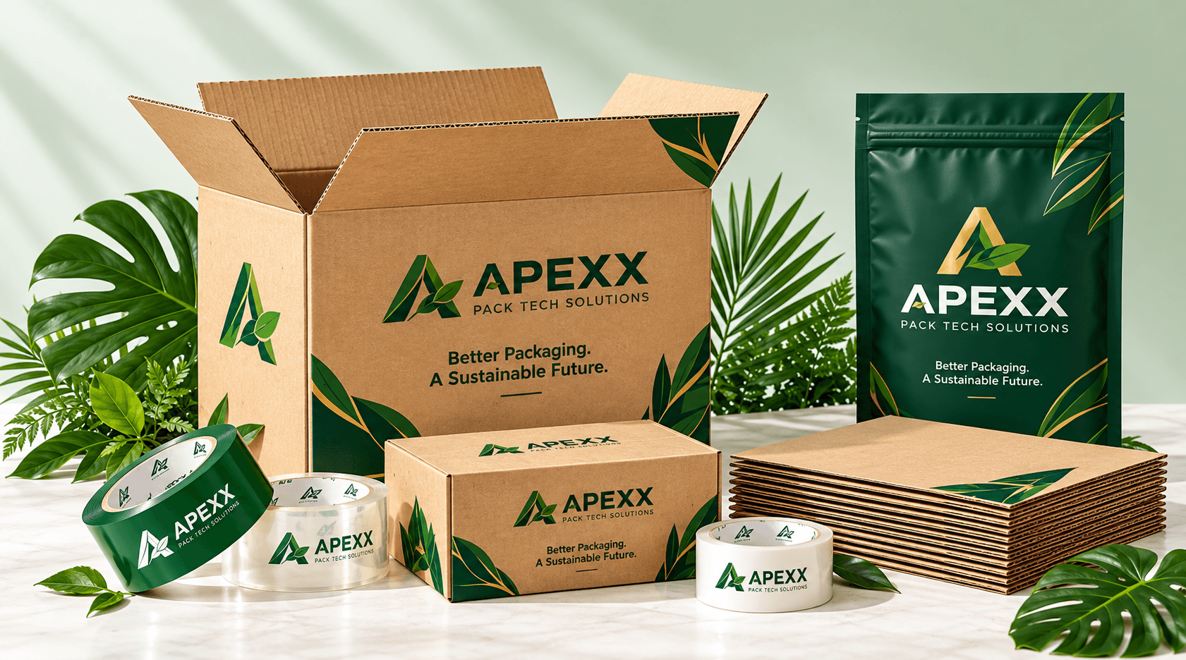 Apexx packaging products — corrugated boxes, tape rolls, stretch film and industrial packaging